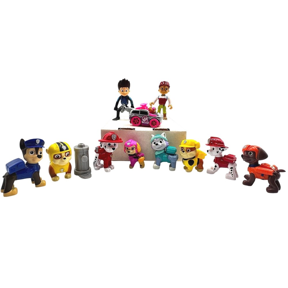 Paw Patrol Mixed Figure Lot 2 Ryder 8 Pups Skye Vehicle Hydrant Chase Everest